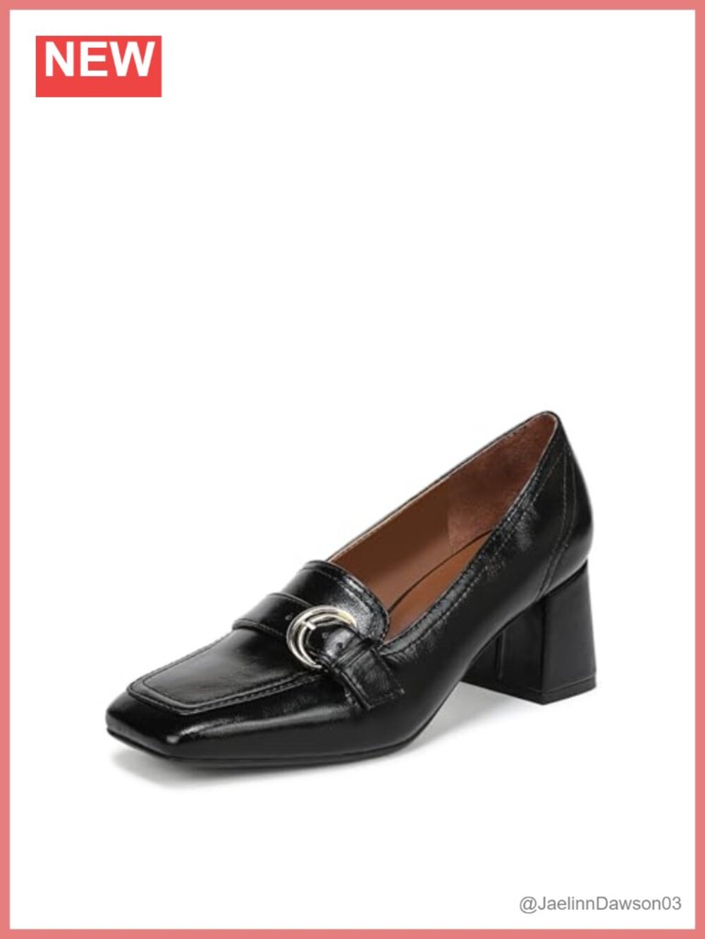 Naturalizer Ines Loafer-Inspired Pump Faux Leather Square Toe Block Heel Slip-On
